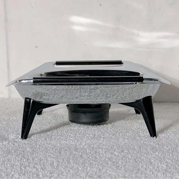 Vintage MCM Chrome Footed Casserole Server Warmer Stand Atomic Age Trivet - Picture 4 of 9